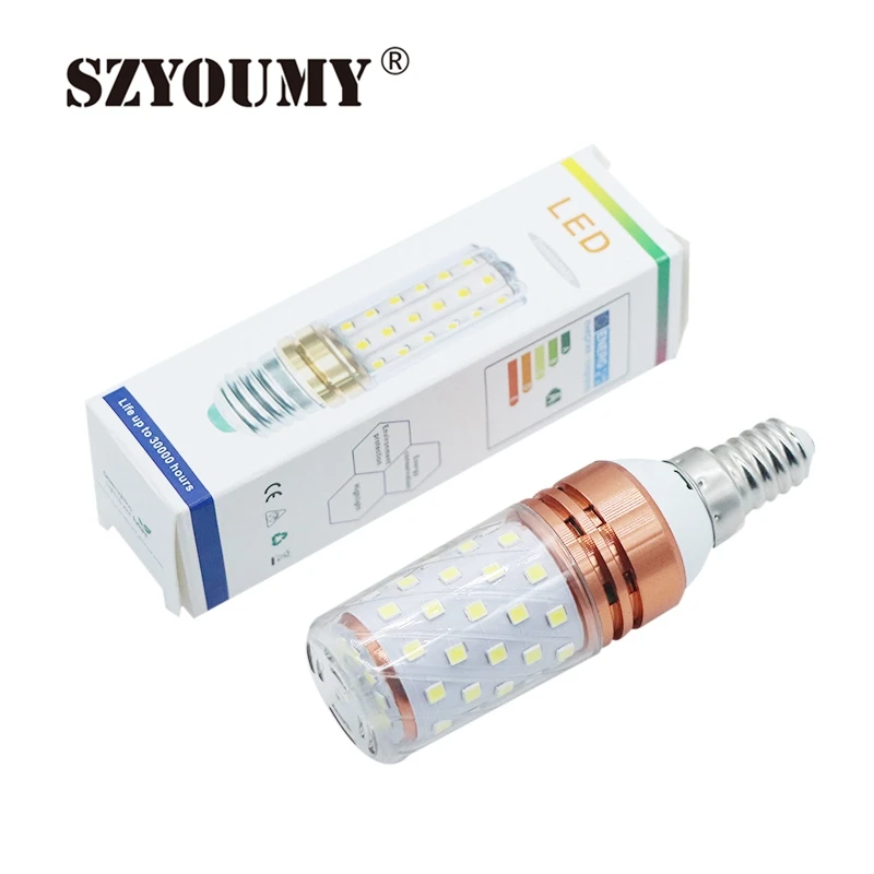 

SZYOUMY E27 E14 LED Corn light SMD 2835 12W 16W 60 LEDS lamps lights 110V 220V Bulbs dimmable corn Candle bulb 3 Color