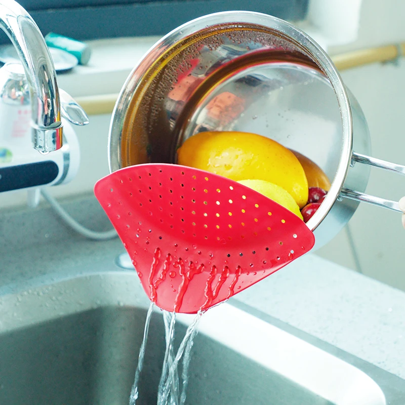 1pc 2 Color New Colander Pot Strainer Clip On Silicone Colander Drain