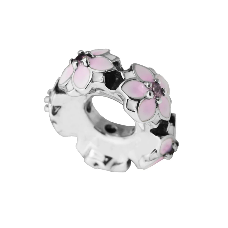 

Fits for Pandora Charms Bracelets Magnolia Bloom Beads with Pale Cerise Enamel 100% 925 Sterling-Silver-Jewelry Free Shipping