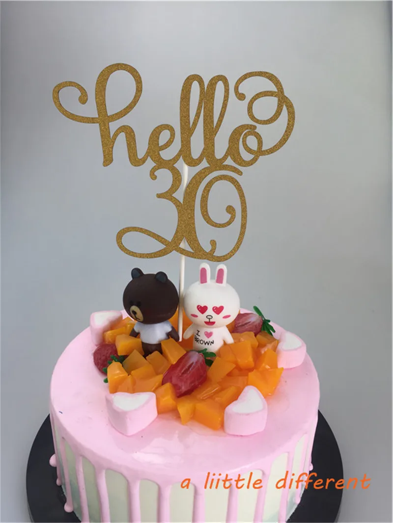 11.5x15 см 1 шт./компл. золотой блеск письмо номер Hello 21 день рождения торт Топпер для