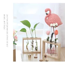 Скандинавская стеклянная ваза деревянная подставка настольная ваза гидропонная тестовая трубка горшок для посадки воды Цветочная композиция DIY Декор для дома и офиса