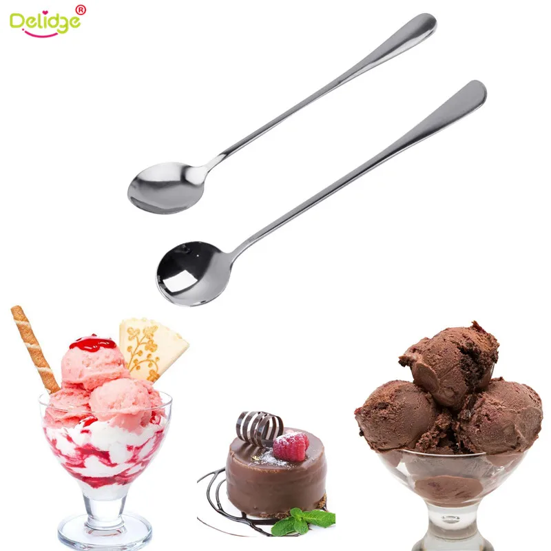 Delidge 2 pcs/lot Long Handled Spoons Stainless Steel ice creams Spoon