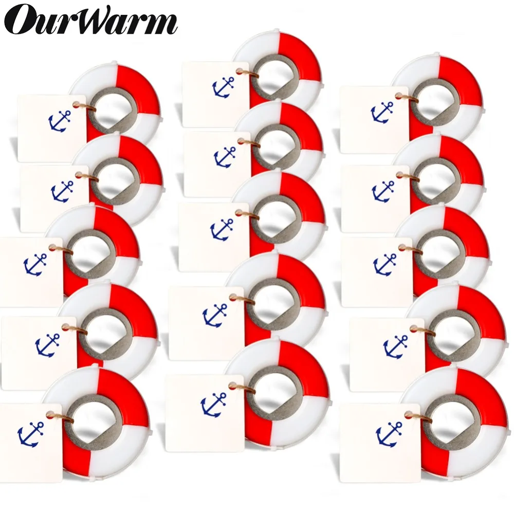 OurWarm 50 шт. морские Свадебные сувениры спасательный нож открывалка для бутылок с якорем бирки спасательный круг украшения свадебные подарки для гостей