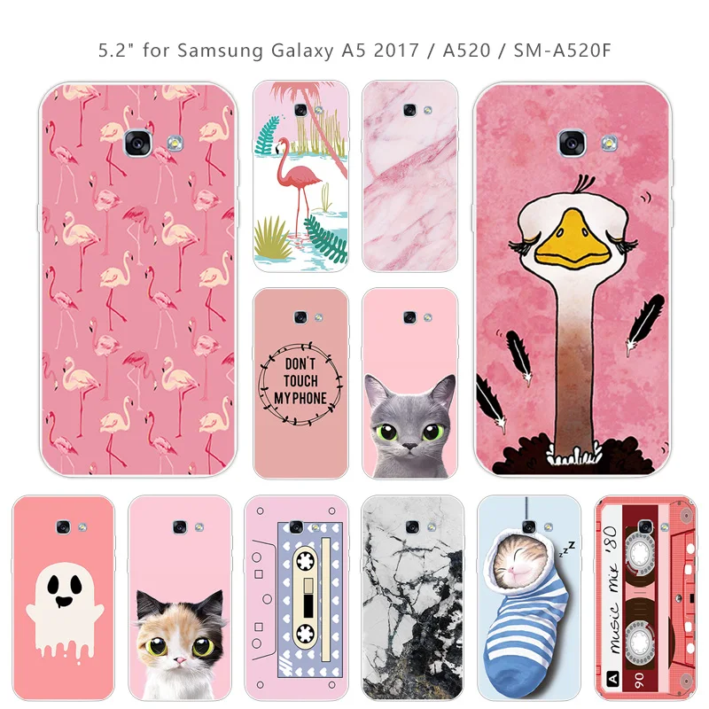 5.2&quot For Samsung A5 2017 Pink Case Galaxy Shell Clear Soft Silicone Coque Funda for SM-A520 A520F Cover |