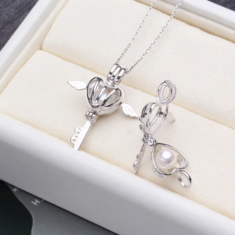 

Angel wings Locket natural Pearl Pendant Necklace,S925 Sterling Silver Accessories Pendant For Women As A Gift For The Party