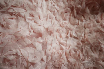 

fine quality 3D chiffon ruffled pleated rosette floral lace fabric 3D rose ruffle florals chiffon fabrics
