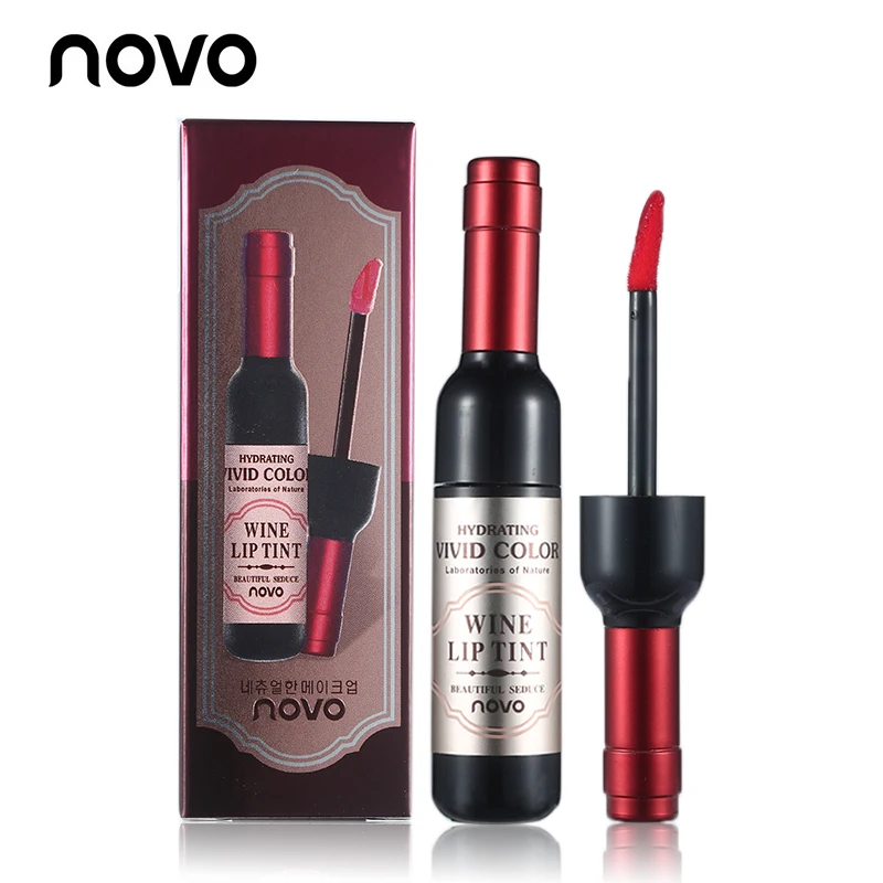 

NOVO Brand Lip Makeup Red Wine Lip Tint Matte Lip Gloss Long Lasting Waterproof Lipgloss Moisturize Lipstick Cosmetics Gift