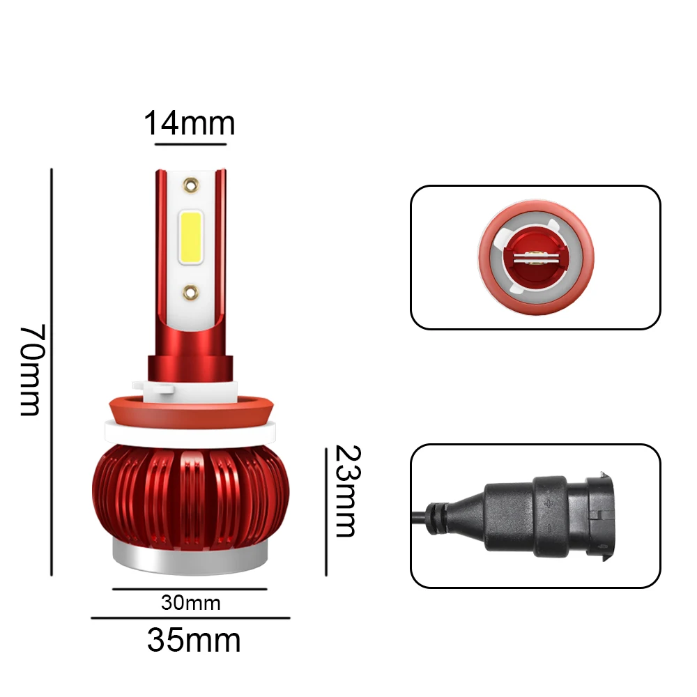 2 шт. KINGSOFE 2x K1 Светодиодные Автомобильные фары COB луч лампы LED H1/H4/H7/H11/9005 9006 лм 90 Вт сильная фара