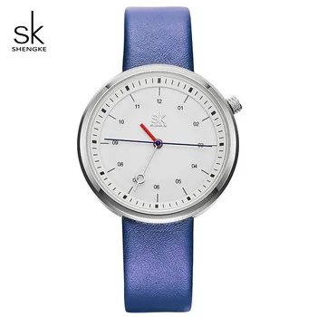 

Shengke 2019 New Fashion Creative Quartz Watch Women Blue Leather Watches SK Relogio Feminino Casual Watches For Women #K8044