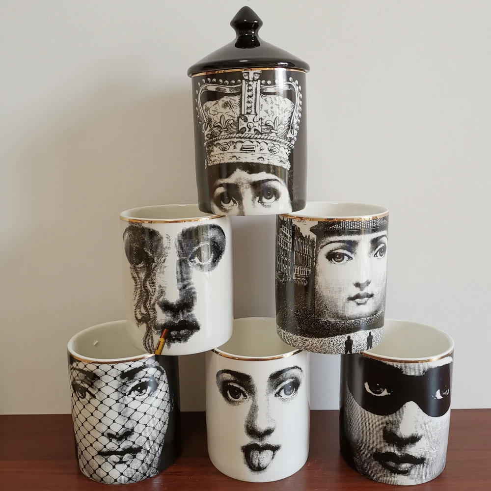 Fornasetti Подсвечники Канделябр Украшения Дома изысканный Керамика сахарной джеверлли хранения кувшин, чашка цветочных горшков под заказ домашний декор