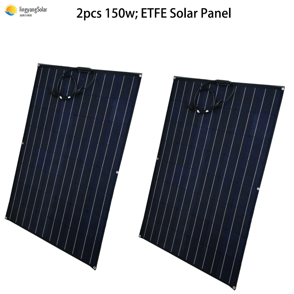 

2pcs solar panel 150w flexible semi ETFE monocrystalline solar cell 24v panel solar battery charger solar home system kits
