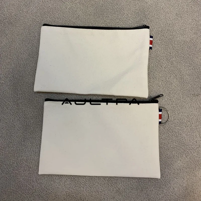 1000pcs wholesale blank canvas zipper Bag With Metal ring Pencil