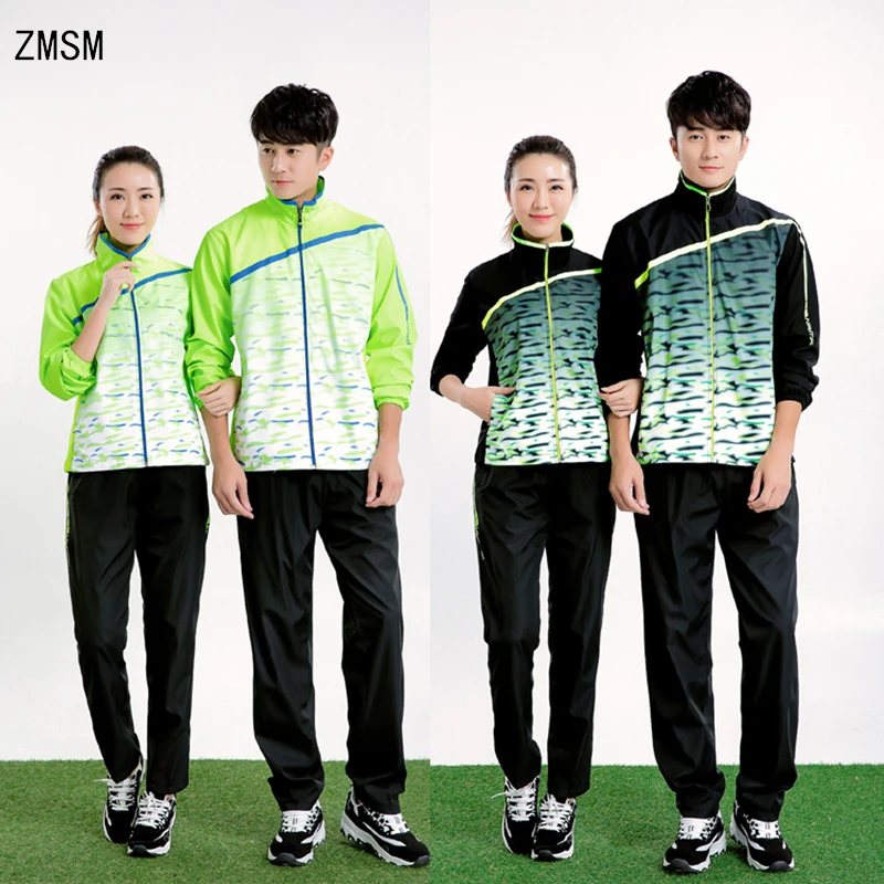 

ZMSM New Long sleeve Men & Women Tennis Jackets Zipper Coat Running volleyball Badminton Table Tennis Tops Pants Suits NM5071