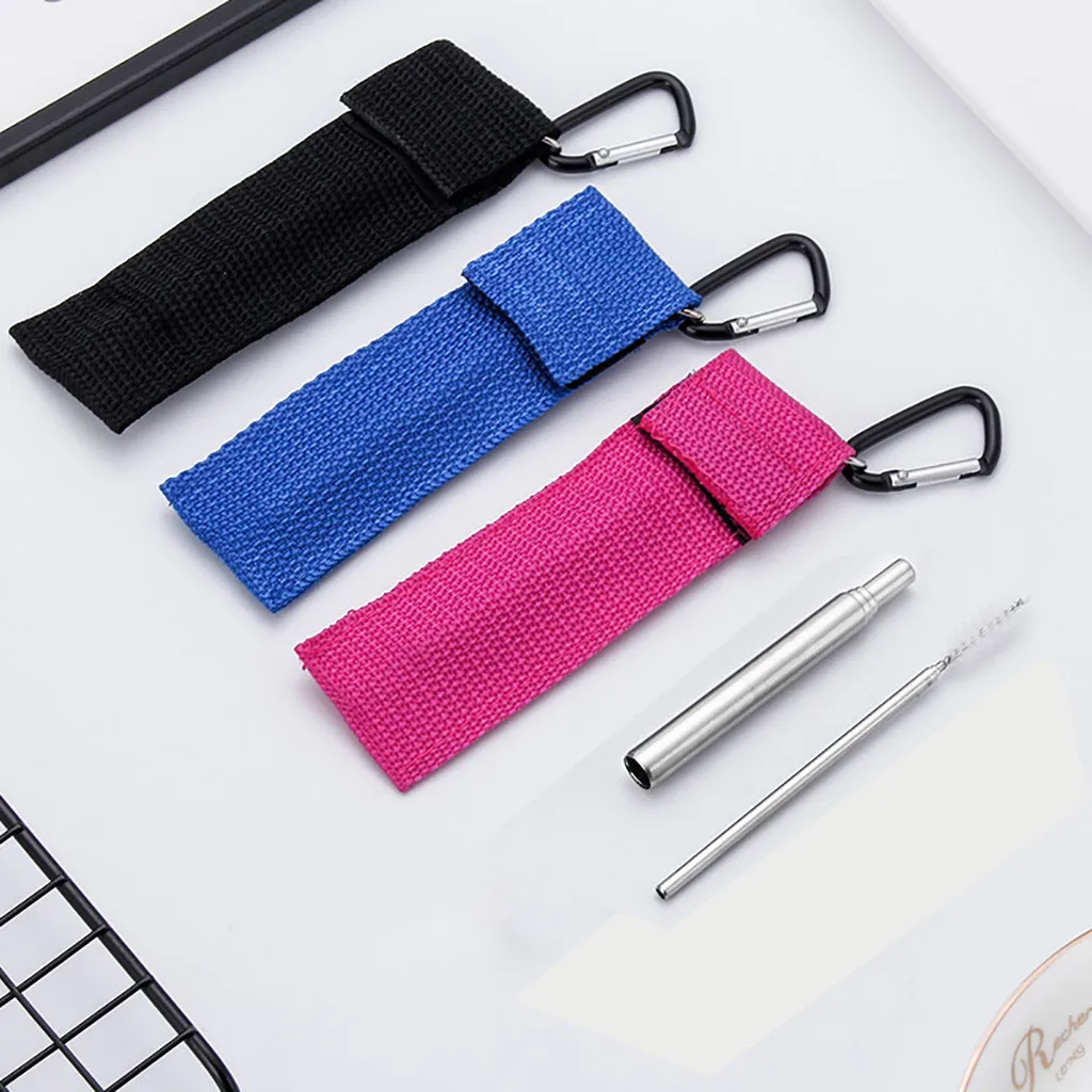 

Reusable Stainless Steel Straws Drinking Four-section Telescopic Straws Retractable Straws Drinking Tool Travel Bag Set 2020 NEW