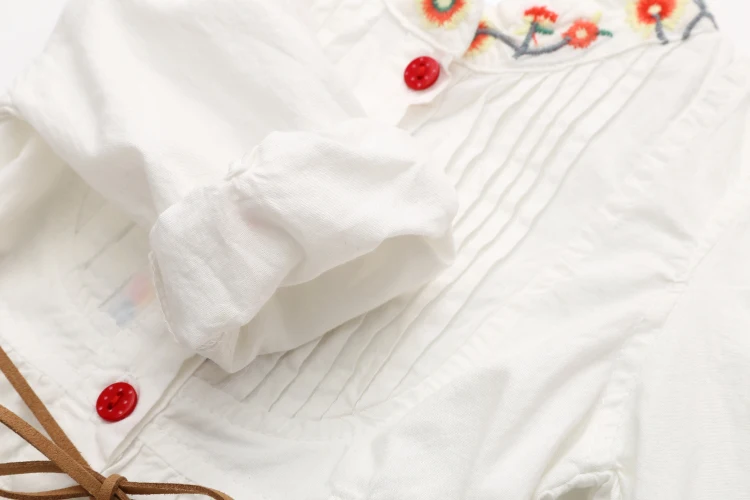 2018 Spring Autumn 3-12 Age Kids Embroidery Floral Long And Short Sleeve Double Use White Elegant Dress Princess Girl With Belt (12)