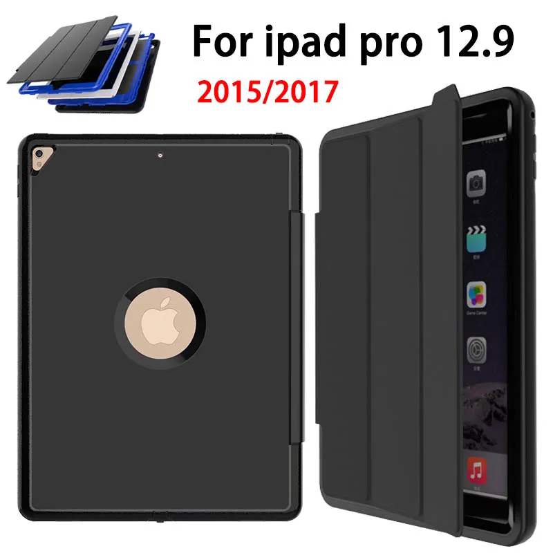 

Magnetic Smart Auto Sleep Wake Case for Apple iPad Pro 12.9 2015 2017 Cover Premium PU Leather TPU Trifold Stand Shockproof Case