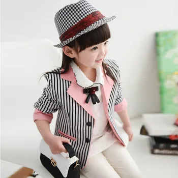 

cute girl blazer coat lady style striped elegant suit blazer coat for 2-12years girls kids children blazer outerwear