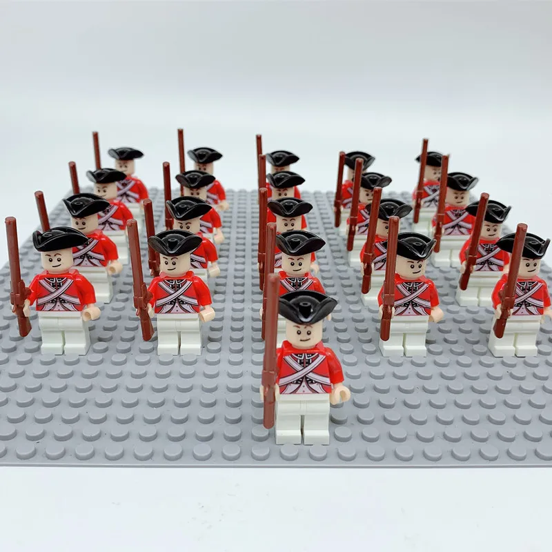 21PCS American Revolutionary War  Coat Mini Figure UK Army Building Block Toy 