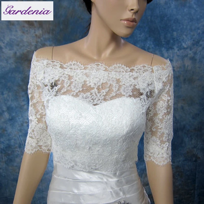 Factory Wholesale Half Sleeve Lace Wedding Bolero Jacket Party Bridal
