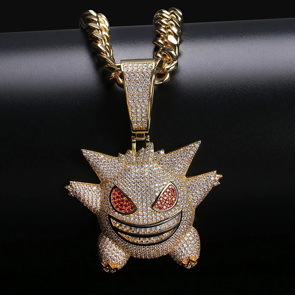 Кулон Gengar мужской уникальный большой маска покемона хип хоп украшения рэппера AAA