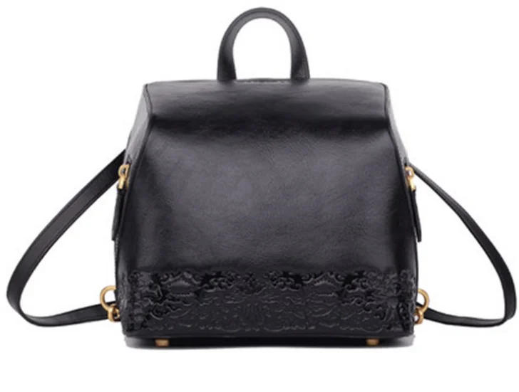 

Summer Retro Solid Color Backpack Genuine Leather Fashion High Quality Ladies Backpack Embossing Process Exquisite Backpack Q052