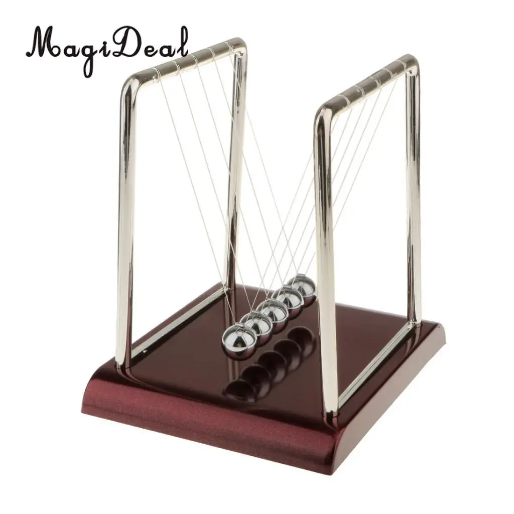 MagiDeal 1Pc Newton Cradle Balance Ball Physics Science Pendulum Educational Toy Square-S for Bookstore Classroom Table Decor
