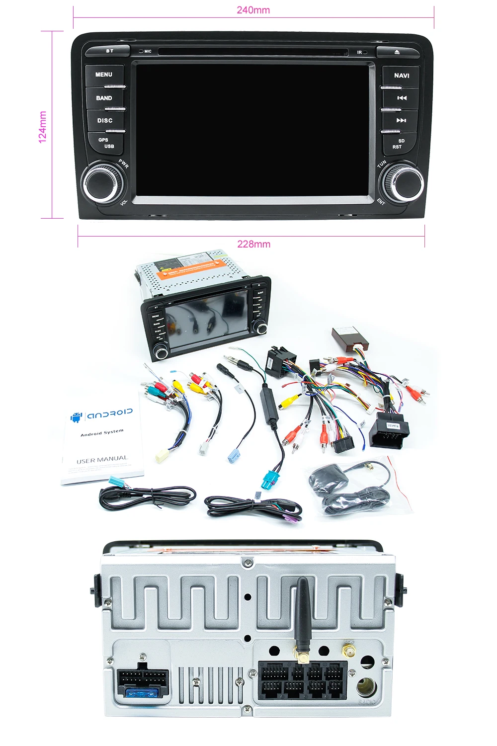 Top Car DVD Player 2din Android 9.0 Head unit For Audi A3 8P S3 RS3 Radio 2003 2004 2005 2006 2007 2008 2009 20102011 Multimedia GPS 18