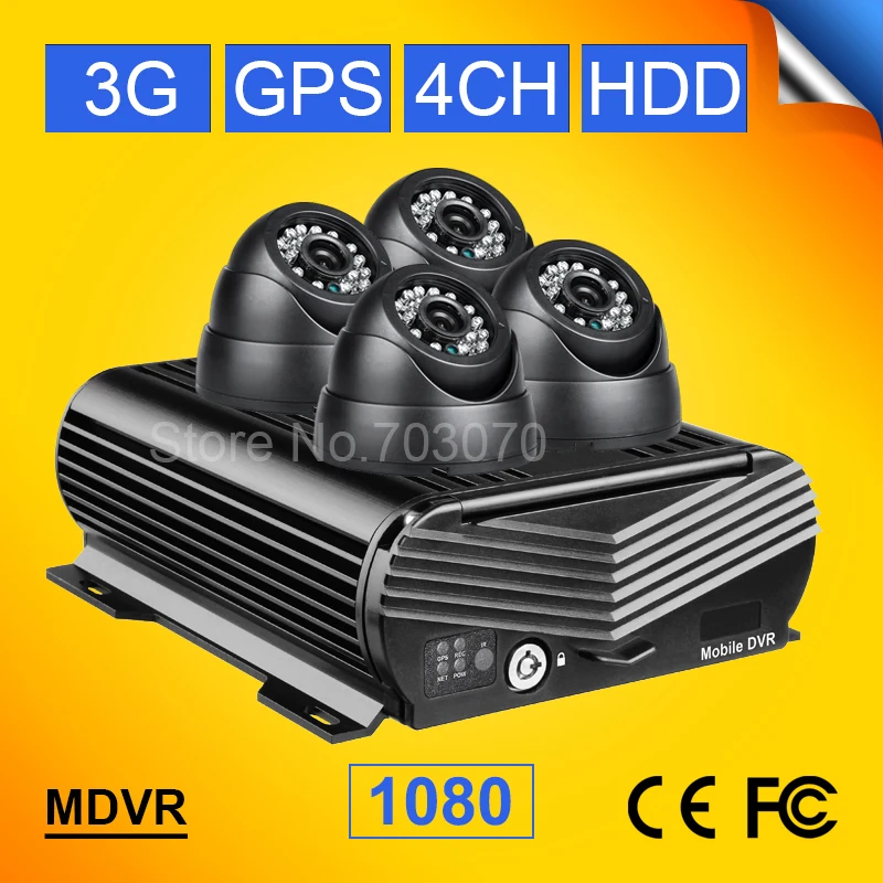 Система видеонаблюдения 3G 1080P GPS 4CH AHD HD видеорегистратор для мобильного телефона +