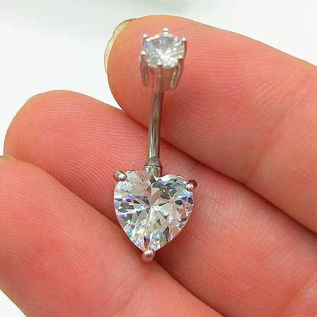 Double crystal rhinestone navel belly button ring pircing surgical