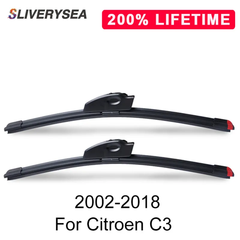 

SLIVERYSEA Replace Wiper Blade for Citroen C3 2002-2018 Windshield Windscreen Natural Rubber Replacement Wiper