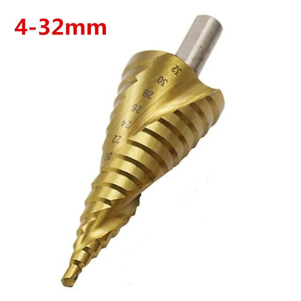 

1pc HSS Spiral Grooved Center Drill Solid Carbide Triangle Shank Drill Accessories Titanium Step Cone Drill Bit4-12/20/32mm