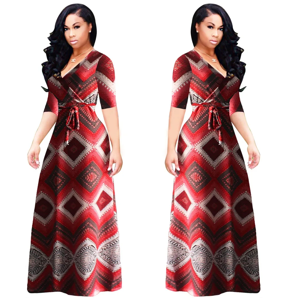 

2017 Women Summer Casual Dress Bohemian Print Short Sleeve Beach Maxi Long Party Dress Plus Size