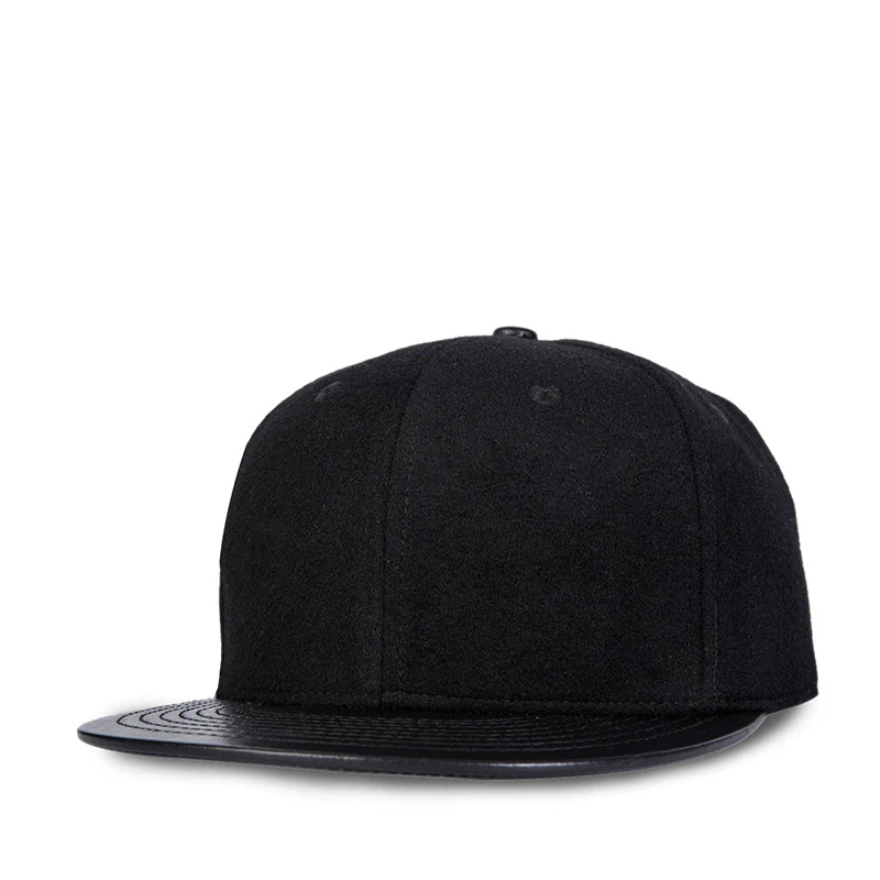 

Autumn Winter Thickened Wool and Faux Leather Hip Hop Hat High Quality Wholesale