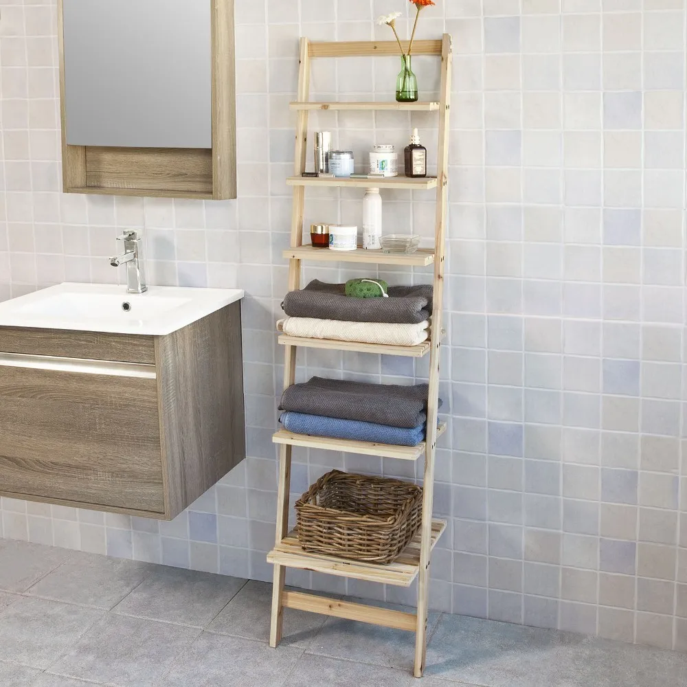 

SoBuy FRG161-N, 6 Tiers Bookcase Ladder Shelf Wall Shelf, Home Office Storage Display Shelving Unit