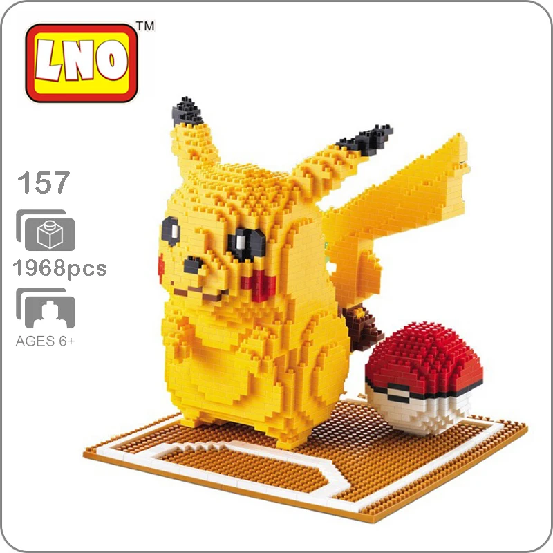LNO 157 Game Pikachu Poke Ball Pocket Monster 3D Model 1968pcs DIY Diamond Mini Building Nano Blocks Bricks Assembly Toy Gift | Игрушки и