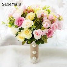 SexeMara Свадебный букет ручной работы Искусственный цветок розы свадебный букет свадебный цветок невесты