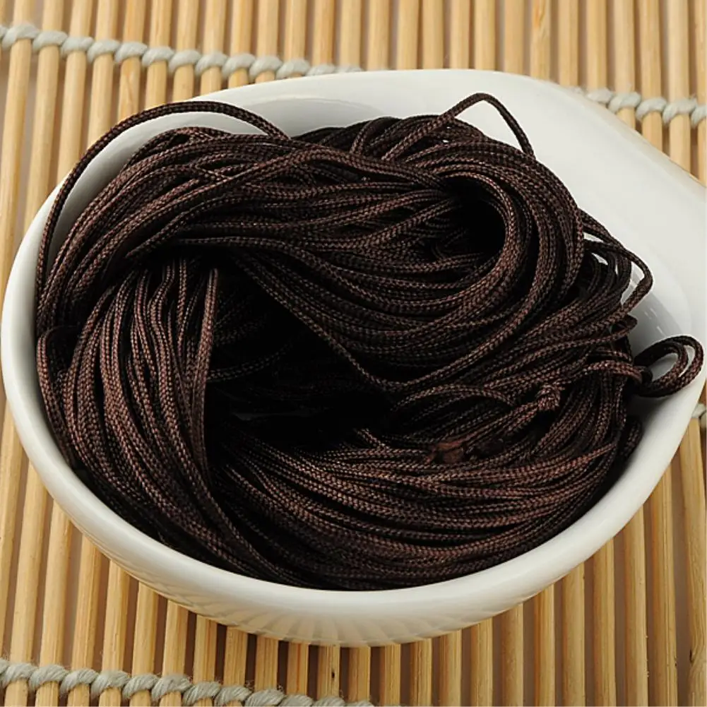 1mm 20m Nylon DIY hinese Knot Cord Macrame Rattail Braided Jewelry Thread String for costume and garment - Цвет: brown