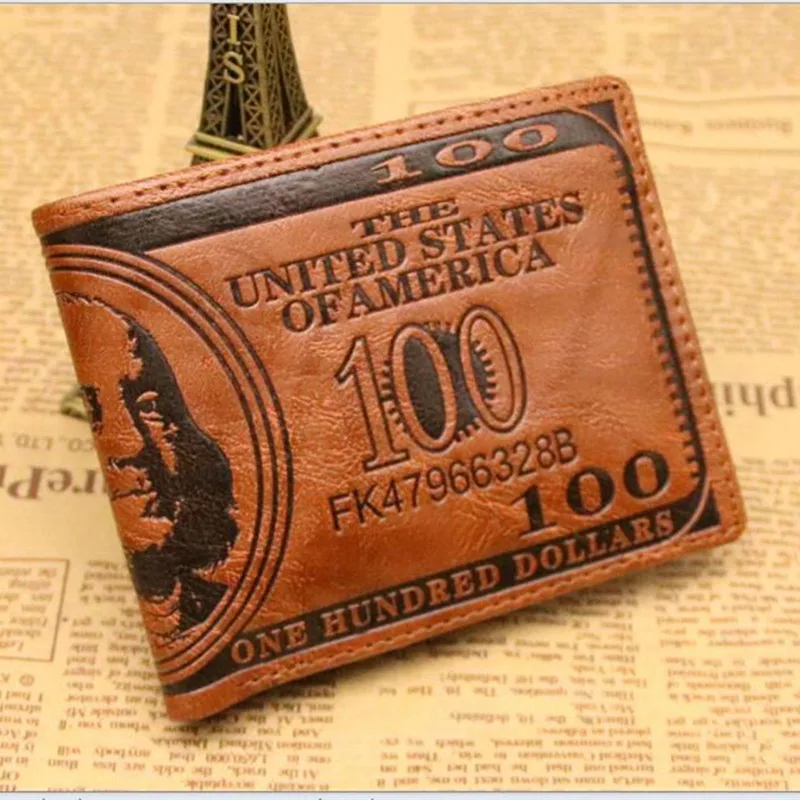 Fashion Faux Leather Men's Wallets Male Bifold Funny Money Purse Small
