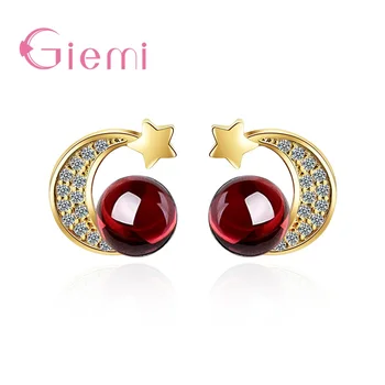 

Korean Style Moon And Star Shape Golden Color Earrings Amazing Big Discount High Quality Jewelry Gift for Women/Girls/Daughter