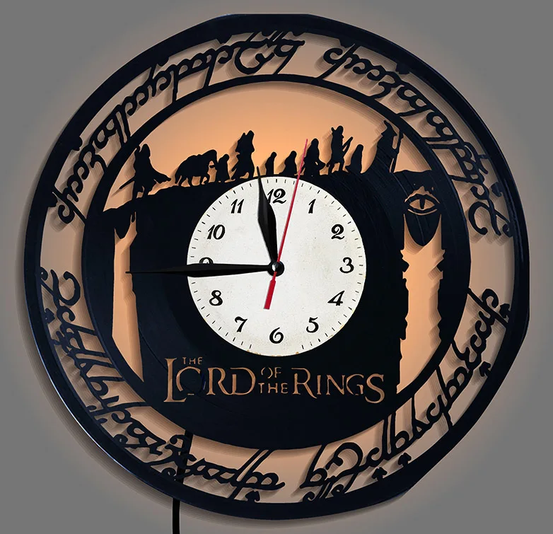 

2019 Wall Clock Klok Saat Free Shipping Cross-border Hot Style Lord Of The Rings Vinyl Led Night Light, Clock And Watch Of Wall