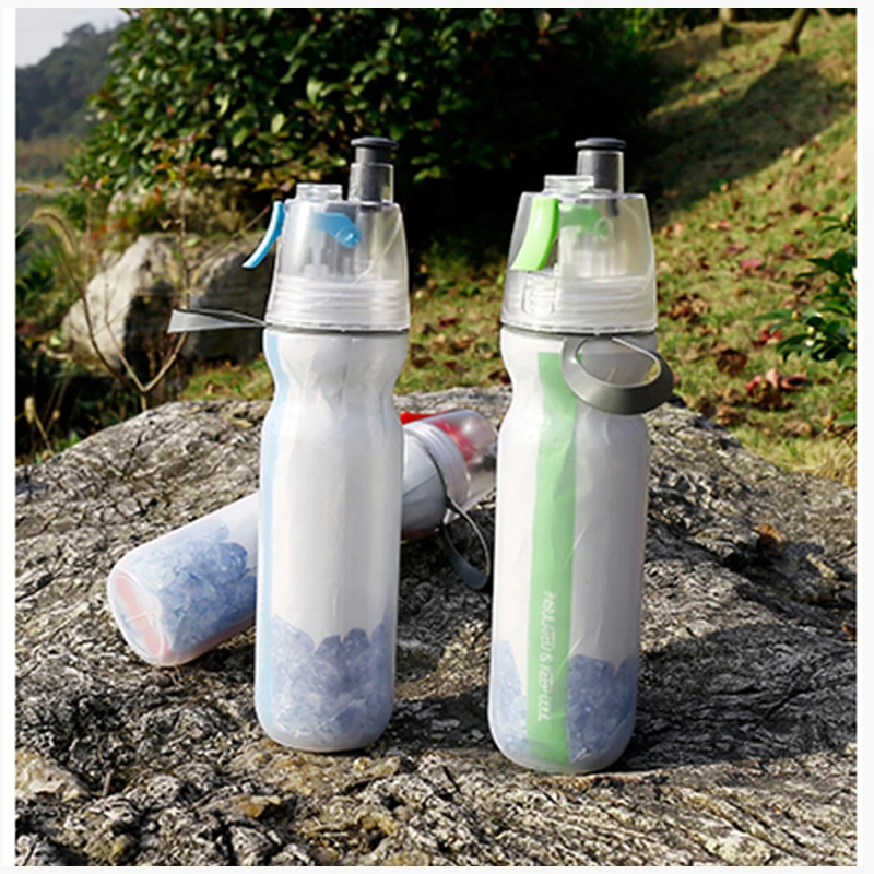 

500ML Creative Spray Water Bottle Portable Atomizing Bottles Outdoor Sports Gym cold Drinking Drinkware Bottles for summer