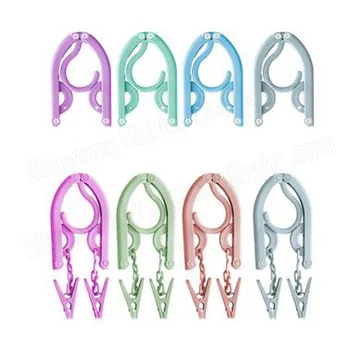 

Free shipping 10 pcs Portable Folding Plastic Clothing Coat Hanger Multifunctional Travel Foldable Hanger Children Clothes Dryin