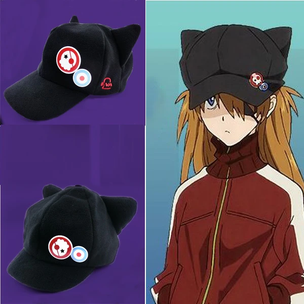 EVA EVANGELION Asuka Langley Cat Ear Plush Hat Peaked Cap Casquette Cosplay EVA EVANGELION Asuka Langley Cat Ear Plush Hat Peaked Cap Casquette Cosplay
