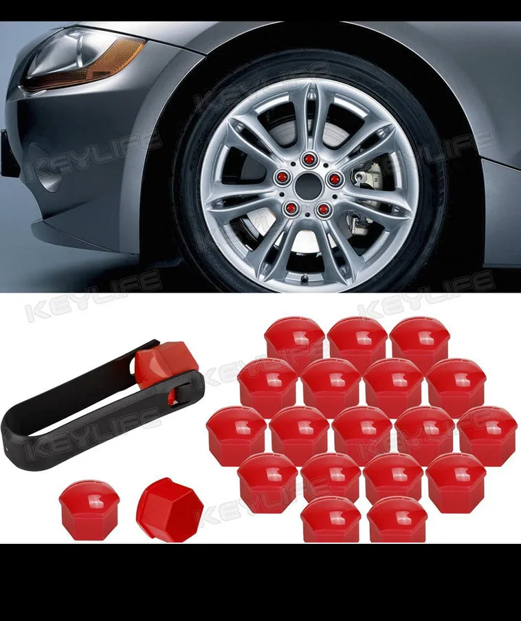 20x Wheel Lug Nuts Anti theft Bolt Cap Cover For Audi A3 A4 A5 A7 A8 Q2 Q3 Q5 Q7