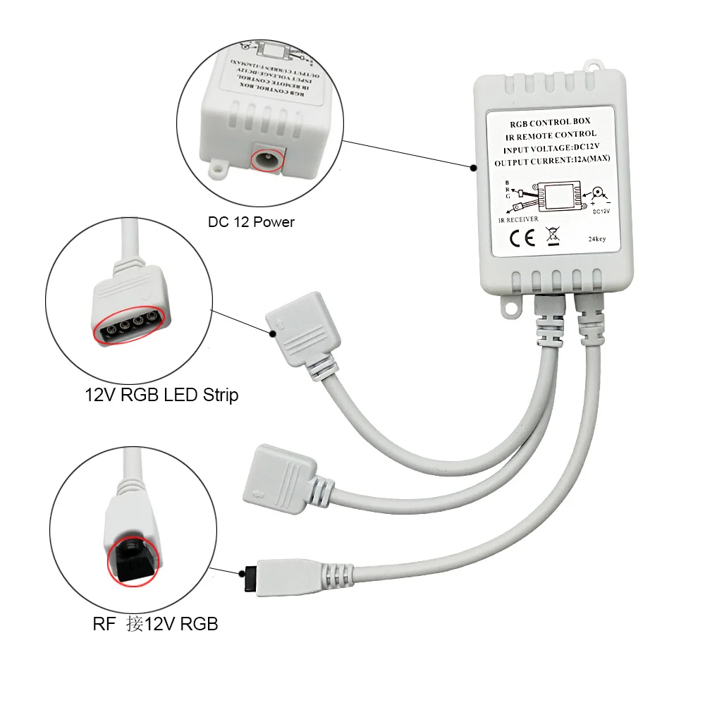 Светодиодный RGB контроллер постоянного тока 5 в 12 В 24 В ИК 24 клавиши пульт дистанционного управления для SMD 3528 5050 RGB светодиодные полосы света