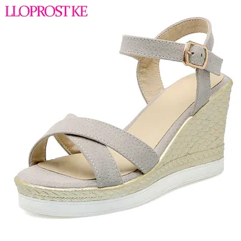 

LLOPROST KE Fashion Woman shoes Summer style female sandals high wedges heels platform open toe platform casual shoes dxj2193