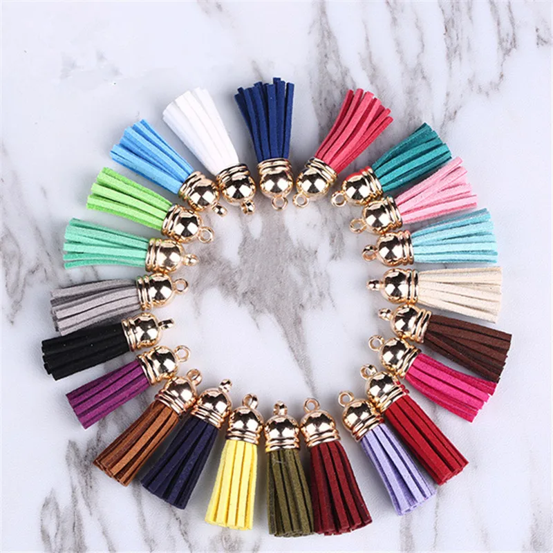50pcs 40mm Tassel Silver Vintage Leather Tassel for Keychain Cellphone Straps Jewelry Fringe DIY Charm Jewelry Accessories