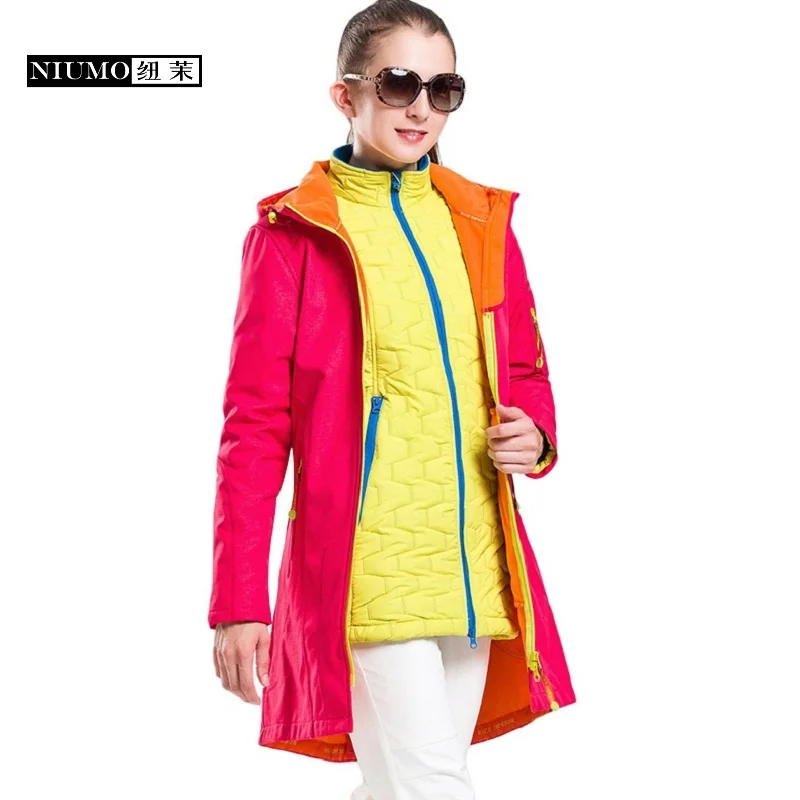 

Autumn And Winter outdoor Female Long section Fleece Soft shell jacket