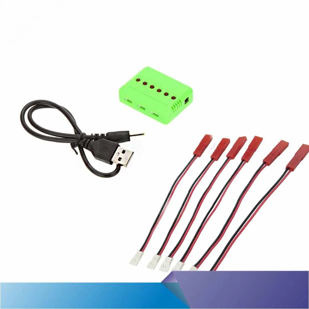 RC Helicopter Airplane 6-port USB Lipo Battery x6 Charger with 6pcs Charging Cable For JJRC H11 H11C H11D H11WH parts