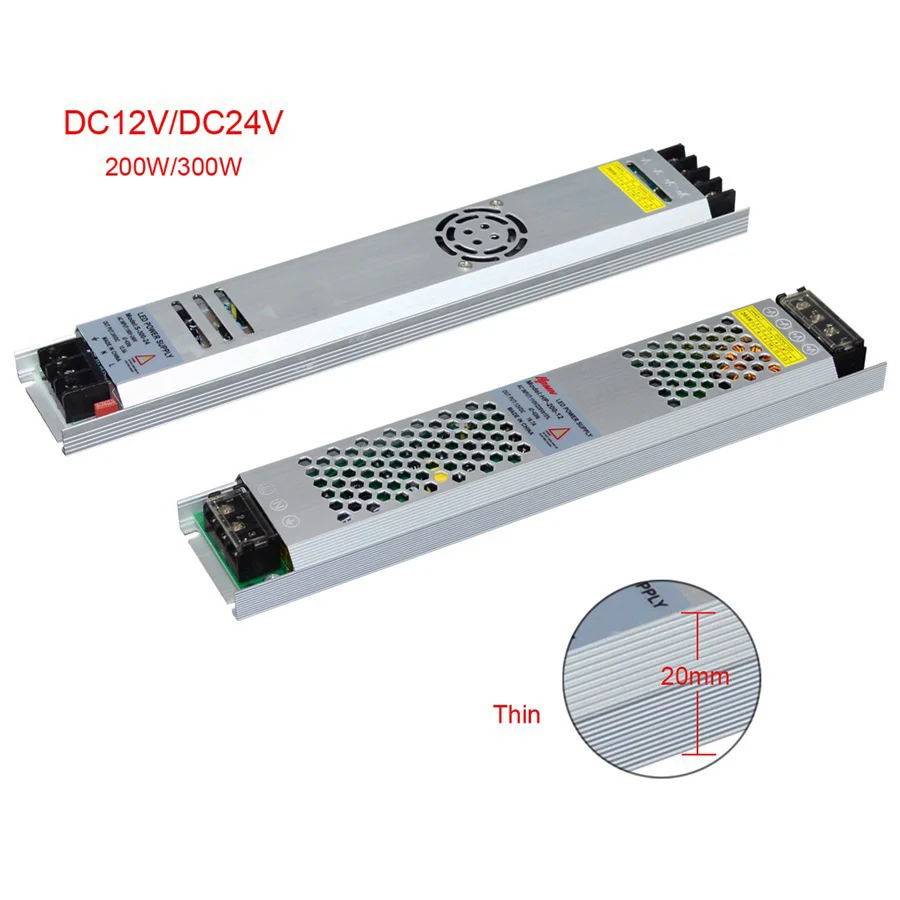 Ультра тонкий светодиодный Питание DC12V 5 в 24 200 Вт 300 светодиодный драйвер AC190-240V трансформаторы для светодиодные ленты свет